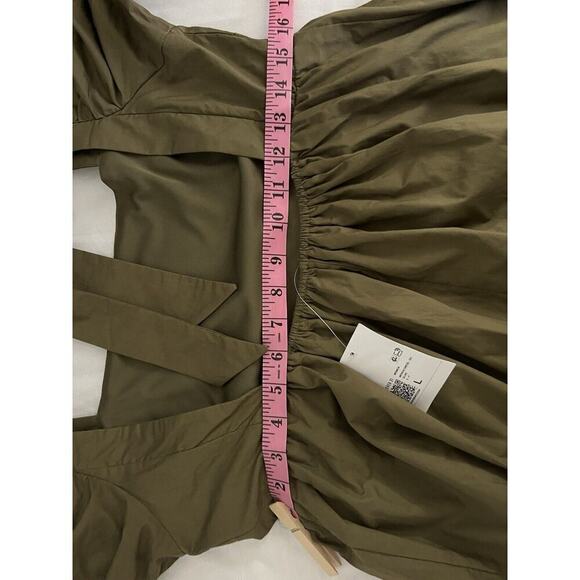 FOREVER 21 Baby Doll Mini Dress Women's Size L Olive Green 100% Cotton Y2K - Picture 14 of 14